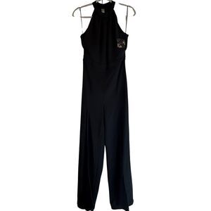 Forest Lilly Halter Neck Split Leg Black Jumpsuit Size Small NWT